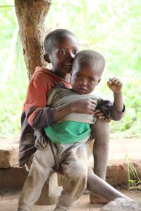 Children in a Zambian community beset with poverty and poor food